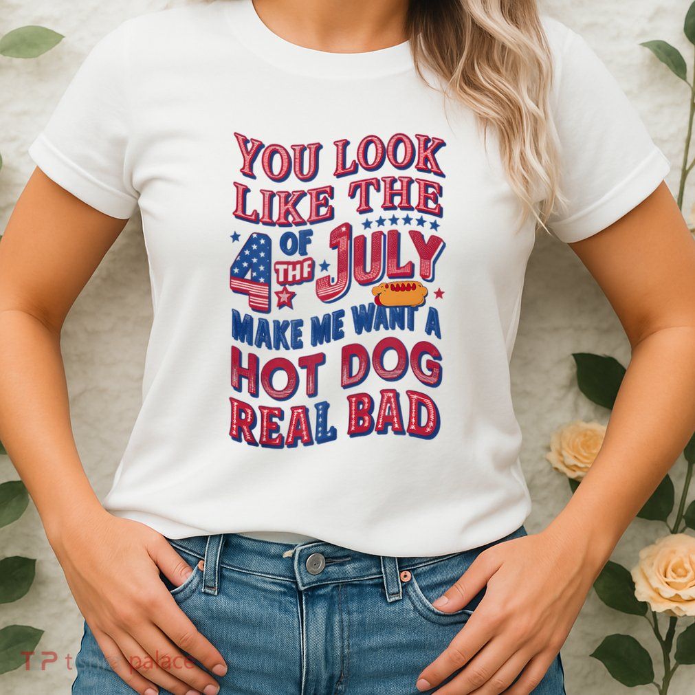 Funny You Look Like 4th Of July Hot Dog Wiener Womens T-Shirt
