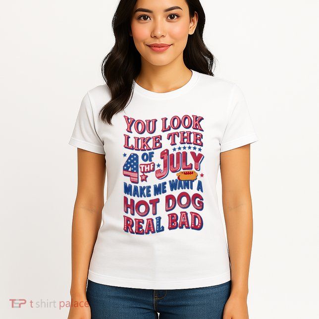 Funny You Look Like 4th Of July Hot Dog Wiener Womens T-Shirt