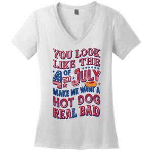 Funny You Look Like 4th Of July Hot Dog Wiener Women's V-Neck T-Shirt