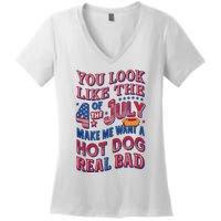 Funny You Look Like 4th Of July Hot Dog Wiener Women's V-Neck T-Shirt