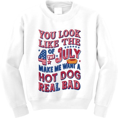 Funny You Look Like 4th Of July Hot Dog Wiener Kids Sweatshirt