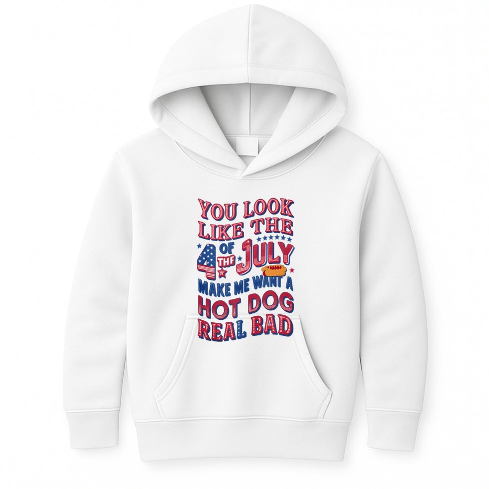 Funny You Look Like 4th Of July Hot Dog Wiener Kids Hoodie