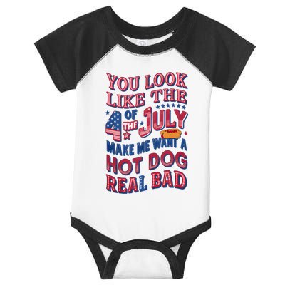 Funny You Look Like 4th Of July Hot Dog Wiener Infant Baby Jersey Bodysuit