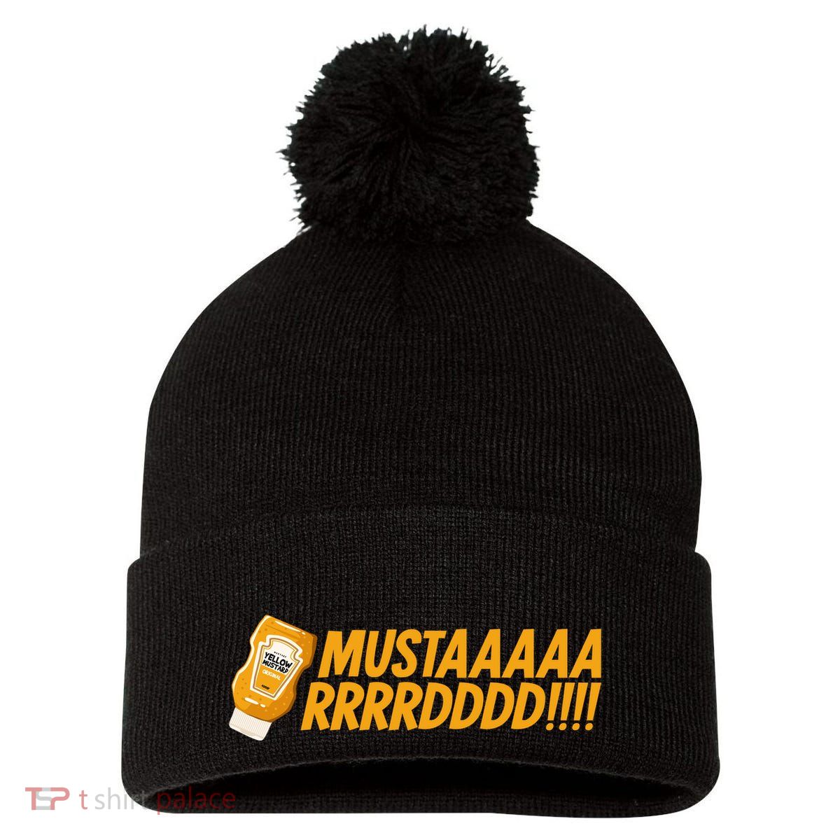 Funny Yellow Mustard Pom Pom 12in Knit Beanie