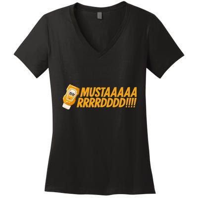 Funny Yellow Mustard Women's V-Neck T-Shirt
