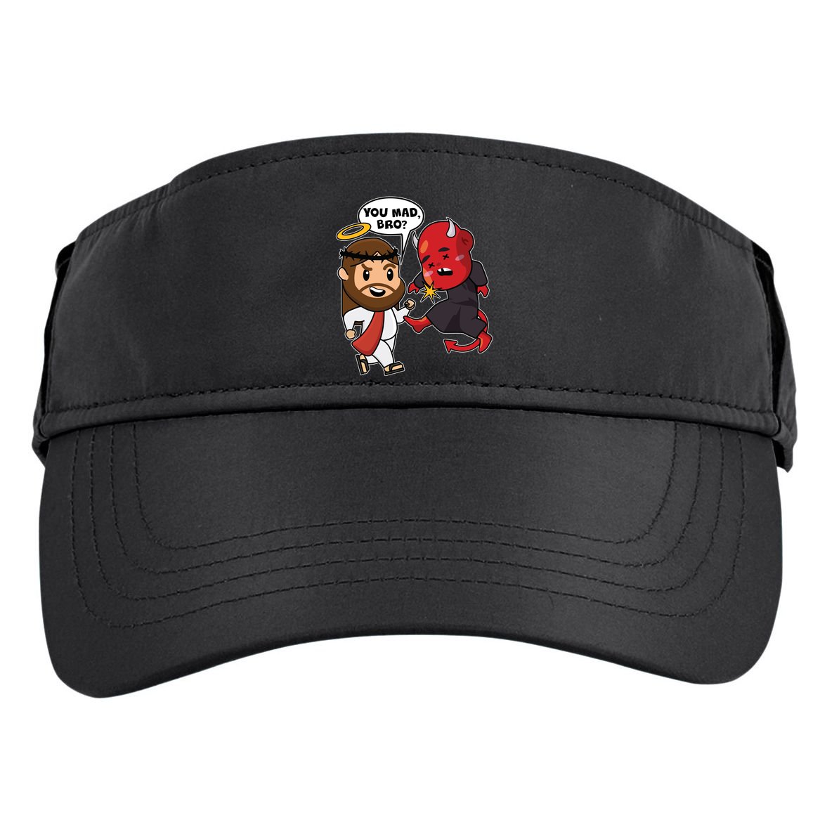 Funny You Mad Bro Jesus Vs Devil Adult Drive Performance Visor