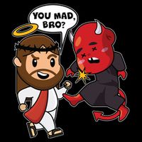 Funny You Mad Bro Jesus Vs Devil Drawstring Bag