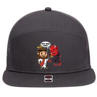 Funny You Mad Bro Jesus Vs Devil 7 Panel Mesh Trucker Snapback Hat