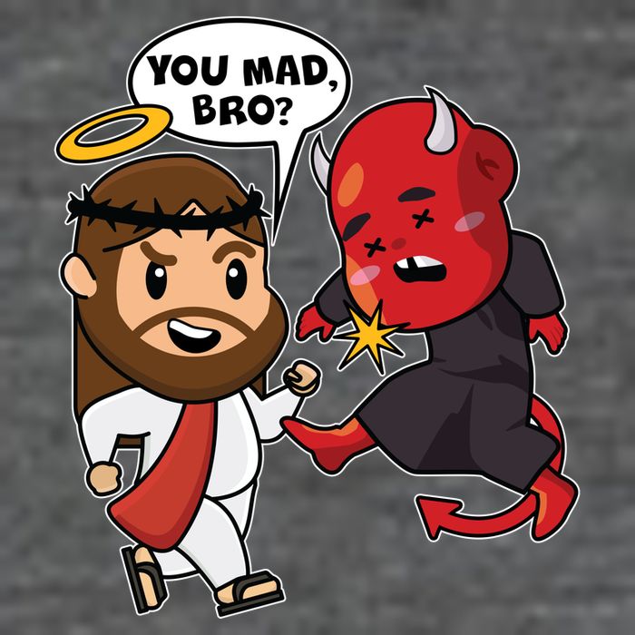 Funny You Mad Bro Jesus Vs Devil Flatbill Hat