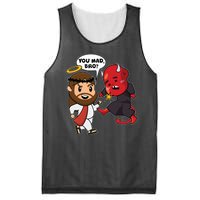 Funny You Mad Bro Jesus Vs Devil Mesh Reversible Basketball Jersey Tank