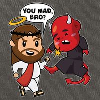 Funny You Mad Bro Jesus Vs Devil Cotton Canvas Backpack