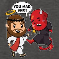 Funny You Mad Bro Jesus Vs Devil Vector Backpack