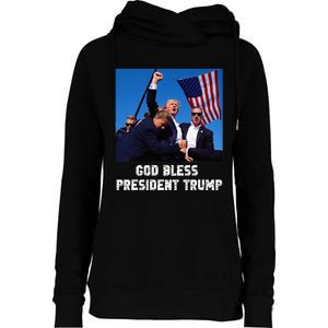 God bless President Trump, Donald Trump 2024  Womens Funnel Neck Pullover Hood