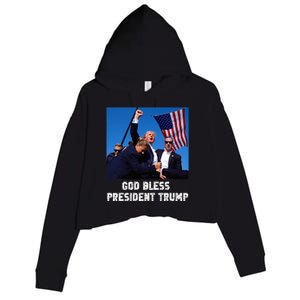 God bless President Trump, Donald Trump 2024  Crop Fleece Hoodie