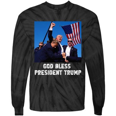 God bless President Trump, Donald Trump 2024  Tie-Dye Long Sleeve Shirt