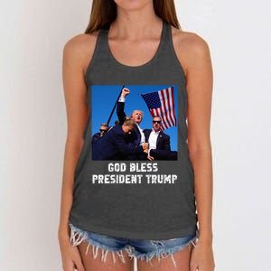 God bless President Trump, Donald Trump 2024  Women's Knotted Racerback Tank