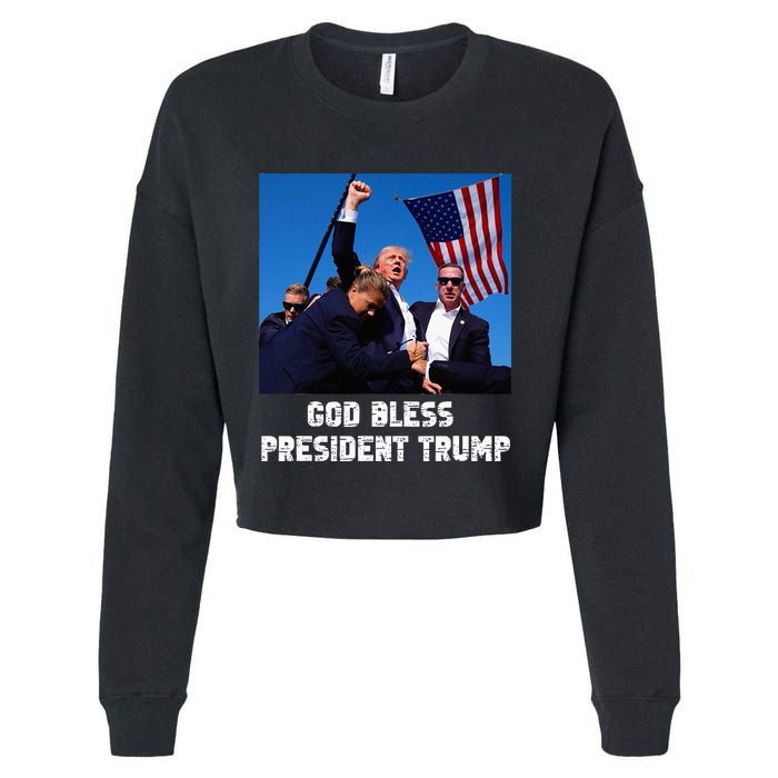 God bless President Trump, Donald Trump 2024  Cropped Pullover Crew