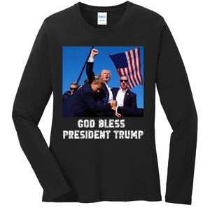 God bless President Trump, Donald Trump 2024  Ladies Long Sleeve Shirt