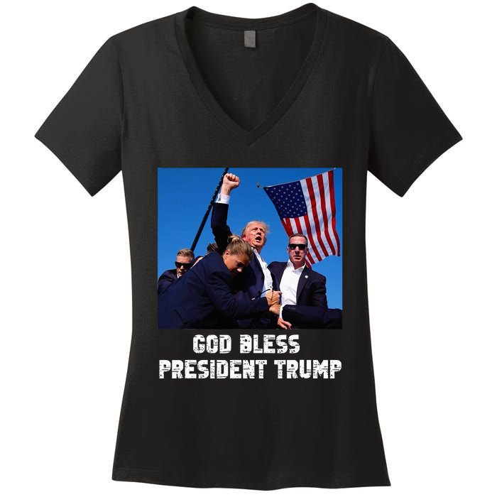 God bless President Trump, Donald Trump 2024  Women's V-Neck T-Shirt