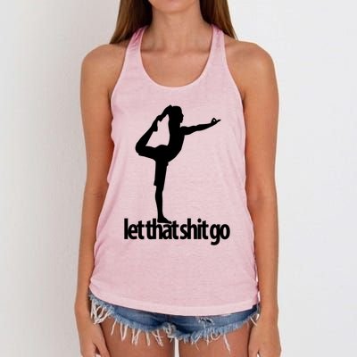 Funny Yoga Meditation Mind Body Spirit Let That Shit Go Gift Women's Knotted Racerback Tank