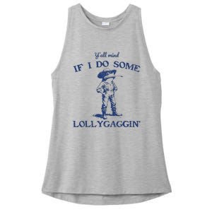 Funny Yall Mind If I Do Some Lollygagging Cowboy Frog Ladies PosiCharge Tri-Blend Wicking Tank