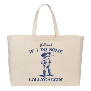 Funny Yall Mind If I Do Some Lollygagging Cowboy Frog Cotton Canvas Jumbo Tote