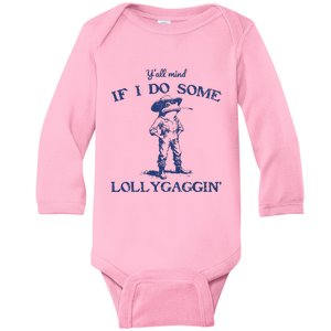 Funny Yall Mind If I Do Some Lollygagging Cowboy Frog Baby Long Sleeve Bodysuit