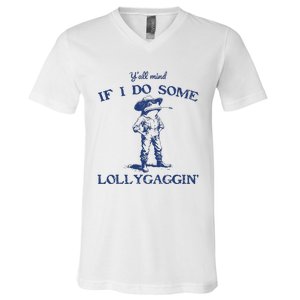 Funny Yall Mind If I Do Some Lollygagging Cowboy Frog V-Neck T-Shirt