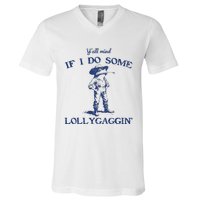 Funny Yall Mind If I Do Some Lollygagging Cowboy Frog V-Neck T-Shirt