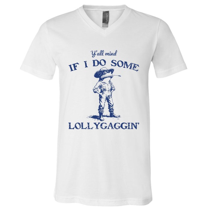 Funny Yall Mind If I Do Some Lollygagging Cowboy Frog V-Neck T-Shirt