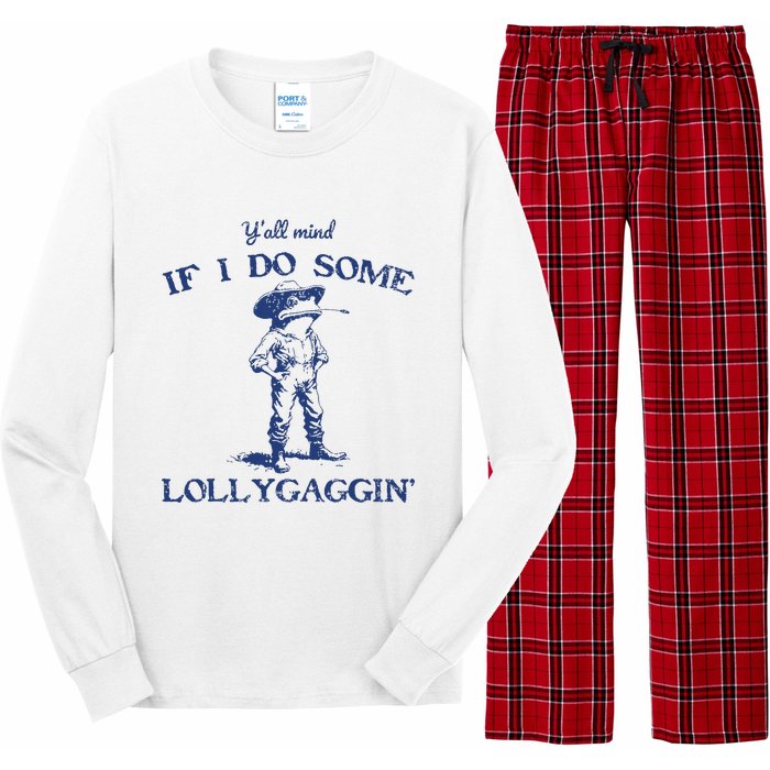 Funny Yall Mind If I Do Some Lollygagging Cowboy Frog Long Sleeve Pajama Set