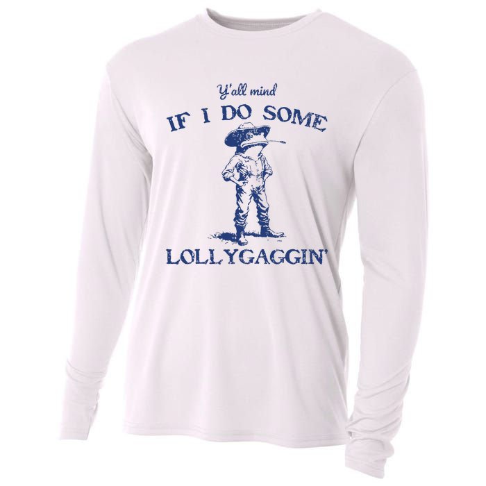 Funny Yall Mind If I Do Some Lollygagging Cowboy Frog Cooling Performance Long Sleeve Crew