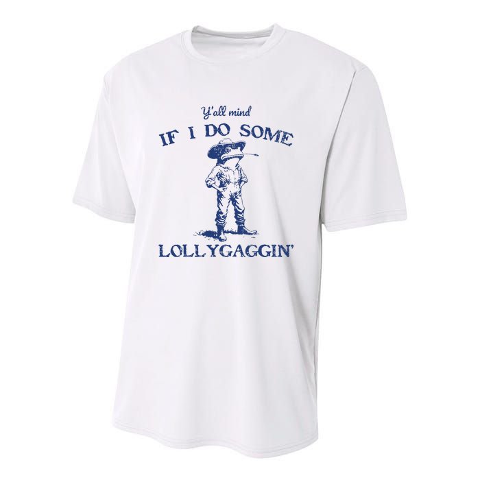 Funny Yall Mind If I Do Some Lollygagging Cowboy Frog Youth Performance Sprint T-Shirt