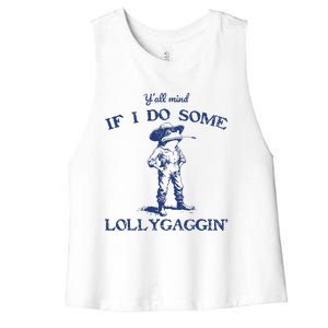 Funny Yall Mind If I Do Some Lollygagging Cowboy Frog Women's Racerback Cropped Tank