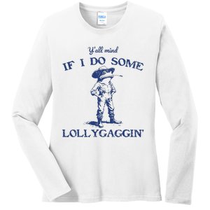 Funny Yall Mind If I Do Some Lollygagging Cowboy Frog Ladies Long Sleeve Shirt