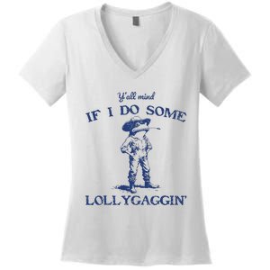 Funny Yall Mind If I Do Some Lollygagging Cowboy Frog Women's V-Neck T-Shirt