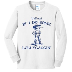 Funny Yall Mind If I Do Some Lollygagging Cowboy Frog Kids Long Sleeve Shirt