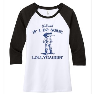 Funny Yall Mind If I Do Some Lollygagging Cowboy Frog Women's Tri-Blend 3/4-Sleeve Raglan Shirt