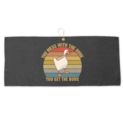 Funny You Mess With The Honk You Get The Bonk Funny Retro Vintage Goose Large Microfiber Waffle Golf Towel