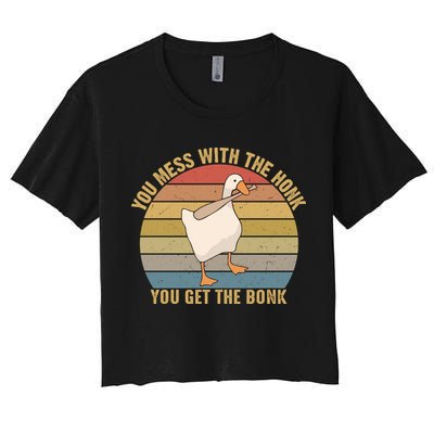 Funny You Mess With The Honk You Get The Bonk Funny Retro Vintage Goose Crop Top