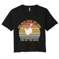 Funny You Mess With The Honk You Get The Bonk Funny Retro Vintage Goose Crop Top