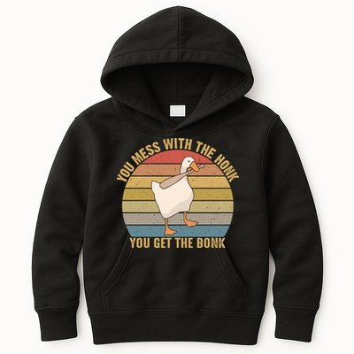 Funny You Mess With The Honk You Get The Bonk Funny Retro Vintage Goose Kids Hoodie