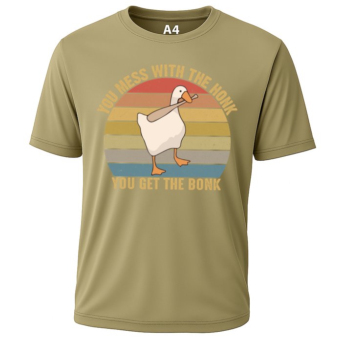 Funny You Mess With The Honk You Get The Bonk Funny Retro Vintage Goose Performance Shirt