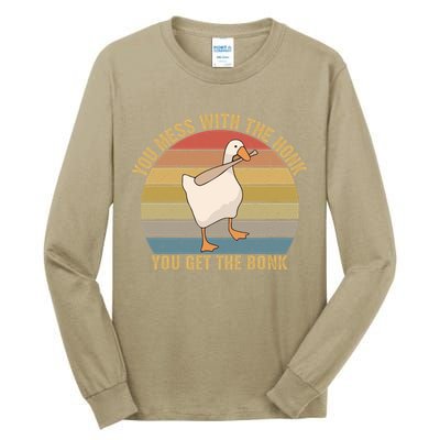 Funny You Mess With The Honk You Get The Bonk Funny Retro Vintage Goose Tall Long Sleeve T-Shirt