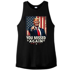 Funny You Missed Again Trump 2024 Usa Flag Ladies PosiCharge Tri-Blend Wicking Tank