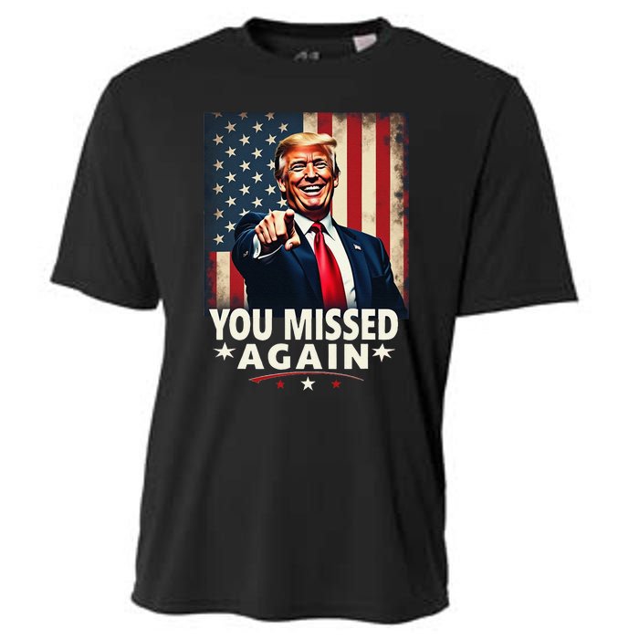 Funny You Missed Again Trump 2024 Usa Flag Cooling Performance Crew T-Shirt