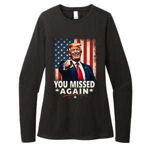 Funny You Missed Again Trump 2024 Usa Flag Womens CVC Long Sleeve Shirt