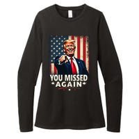 Funny You Missed Again Trump 2024 Usa Flag Womens CVC Long Sleeve Shirt