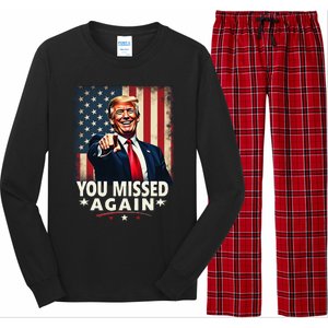 Funny You Missed Again Trump 2024 Usa Flag Long Sleeve Pajama Set