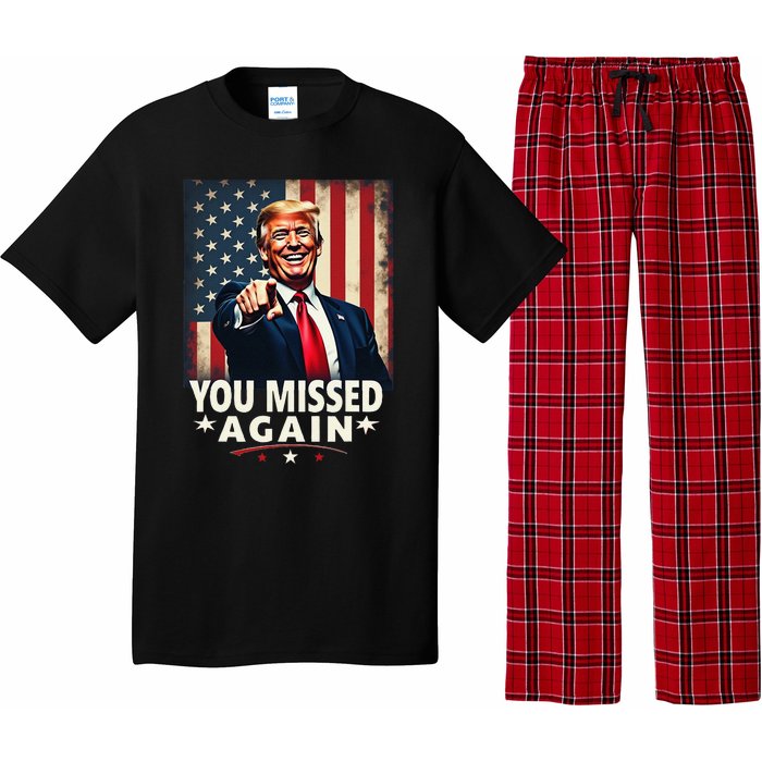 Funny You Missed Again Trump 2024 Usa Flag Pajama Set